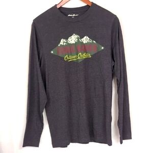 Eddie Bauer Dark Grey Long Sleeve Graphic Tshirt Size Small